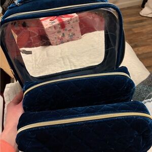 Elegant Blue Quilted Women's Bag Set